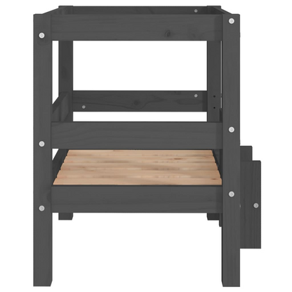 vidaXL Dog Bed Grey 55.5x53.5x60 cm Solid Wood Pine