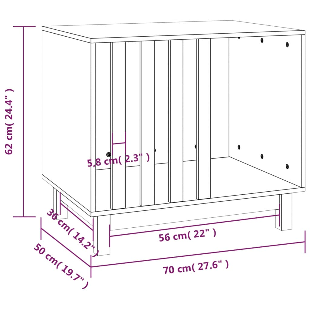 vidaXL Dog House 70x50x62 cm Solid Wood Pine