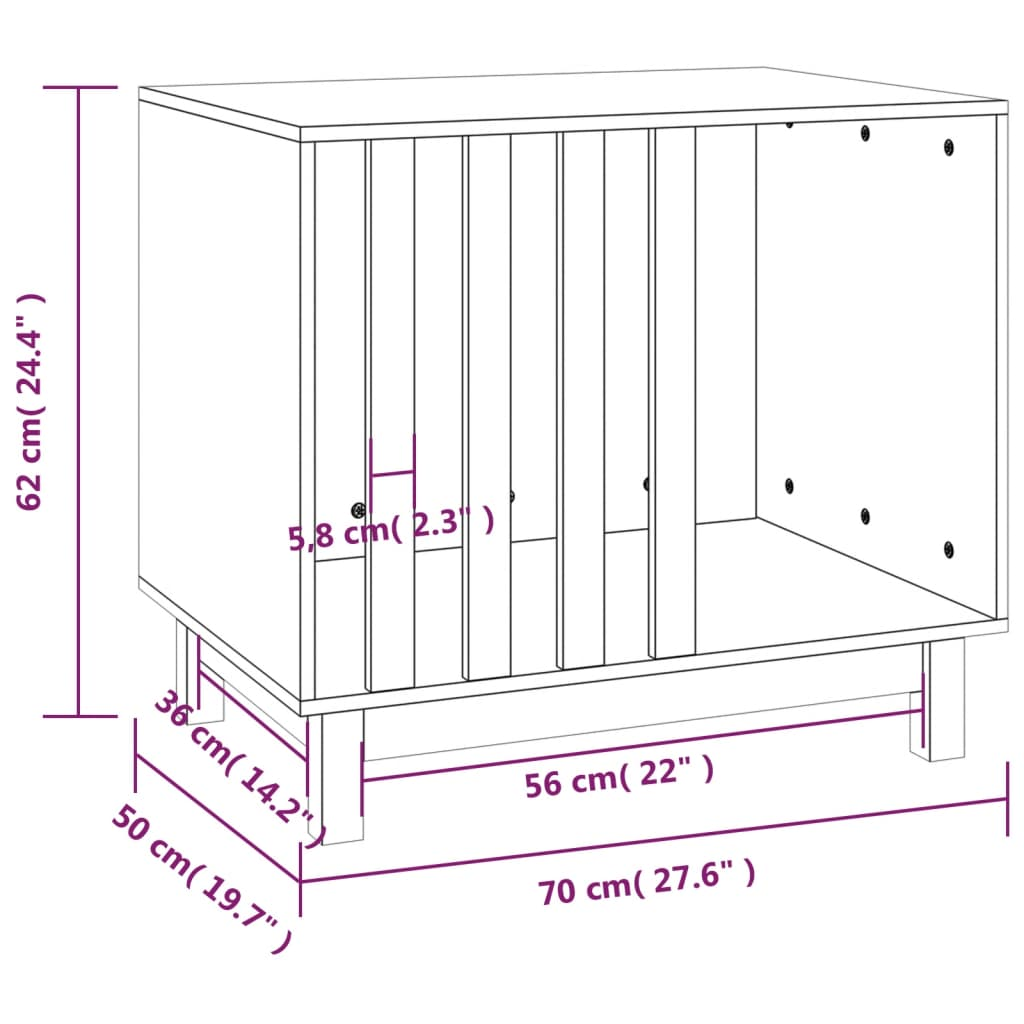 vidaXL Dog House Honey Brown 70x50x62 cm Solid Wood Pine