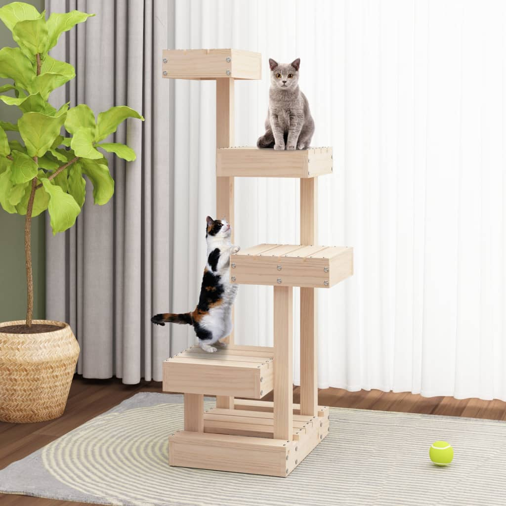 vidaXL Cat Tree 45.5x49x103 cm Solid Wood Pine