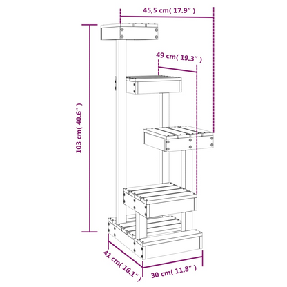 vidaXL Cat Tree 45.5x49x103 cm Solid Wood Pine