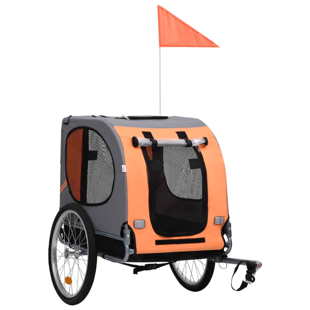 vidaXL Pet Bike Trailer Orange and Grey