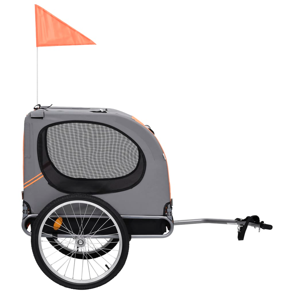 vidaXL Pet Bike Trailer Orange and Grey