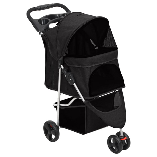 vidaXL Folding Dog Stroller Black 80x46x98 cm Oxford Fabric