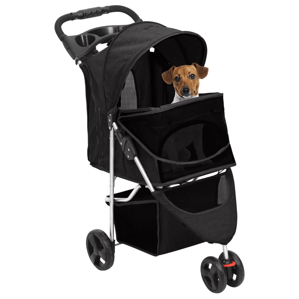 vidaXL Folding Dog Stroller Black 80x46x98 cm Oxford Fabric