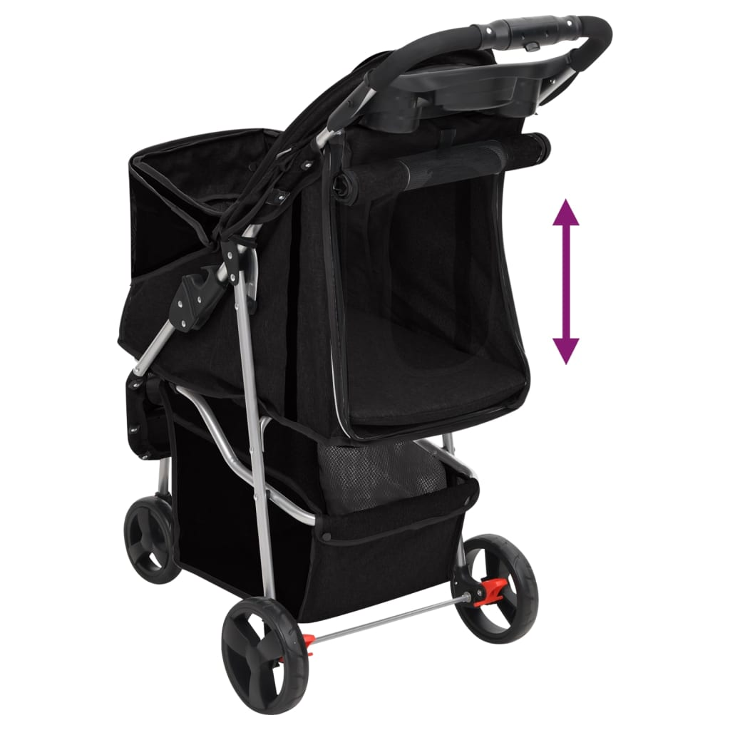 vidaXL Folding Dog Stroller Black 80x46x98 cm Oxford Fabric