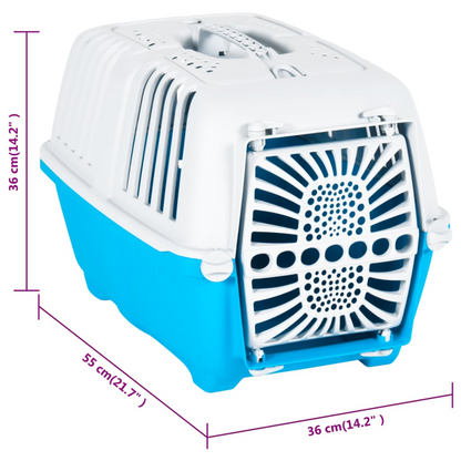 Pet Carrier White and Blue