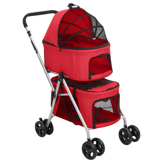 vidaXL 2-Layers Folding Dog Stroller Red 83x48x97 cm Oxford Fabric