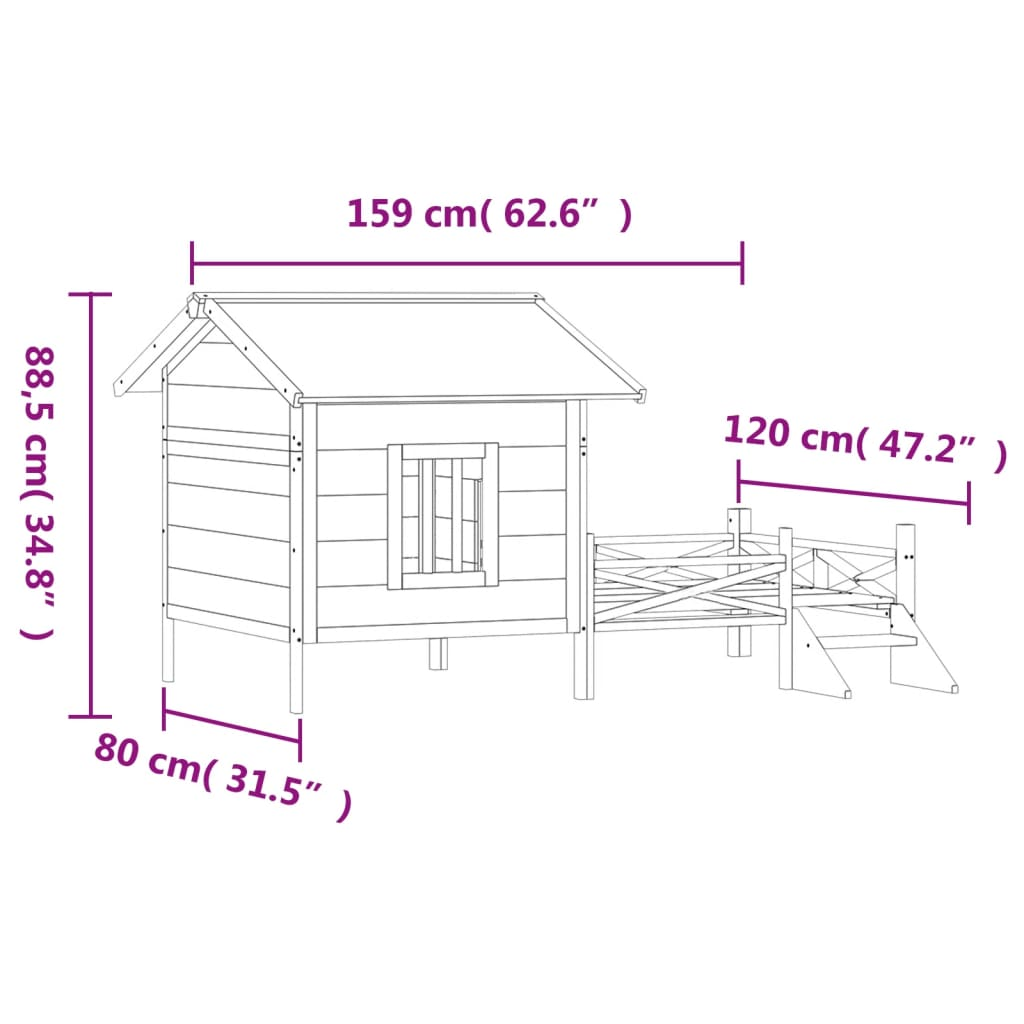 vidaXL Dog Kennel Grey 159x120x88.5 cm Solid Wood Pine