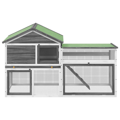 vidaXL Rabbit Hutch Grey 185.5x60.5x109.5 cm Solid Wood Pine