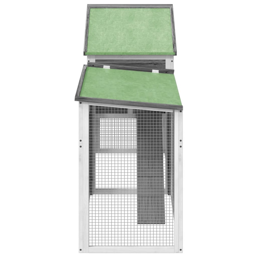 vidaXL Rabbit Hutch Grey 185.5x60.5x109.5 cm Solid Wood Pine