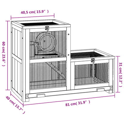 vidaXL Hamster Cage 81x40x60 cm Solid Wood Fir