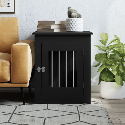 vidaXL Dog Crate Furniture Black 55x75x65 cm Engineered Wood