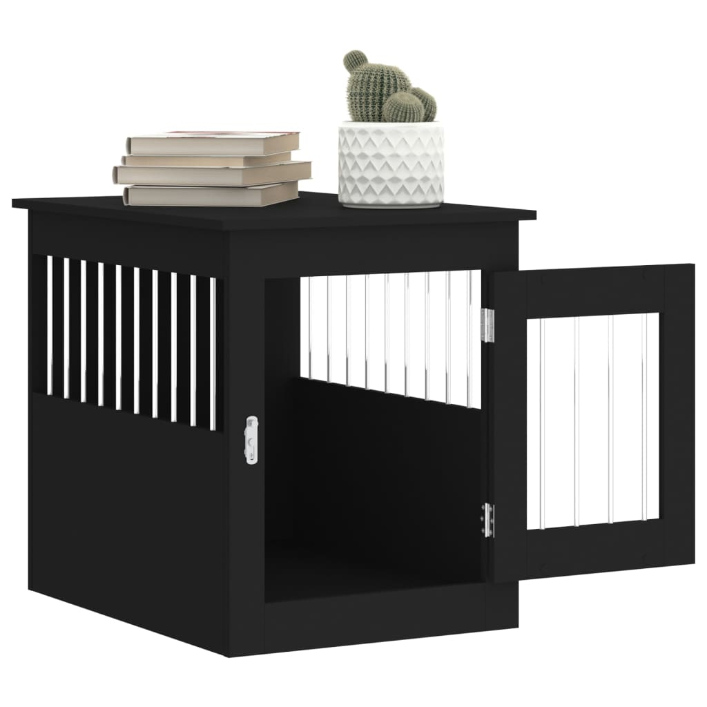 vidaXL Dog Crate Furniture Black 55x75x65 cm Engineered Wood