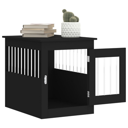 vidaXL Dog Crate Furniture Black 55x75x65 cm Engineered Wood