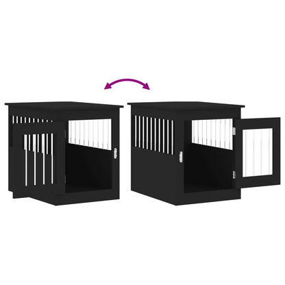 vidaXL Dog Crate Furniture Black 55x75x65 cm Engineered Wood