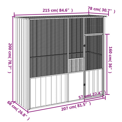 vidaXL Bird Cage Anthracite 215x78x200 cm Galvanised Steel