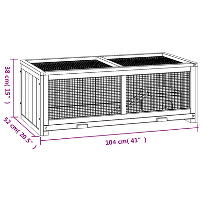 vidaXL Hamster Cage 104x52x38 cm Solid Wood Fir