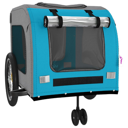 vidaXL Pet Bike Trailer Blue and Grey Oxford Fabric and Iron