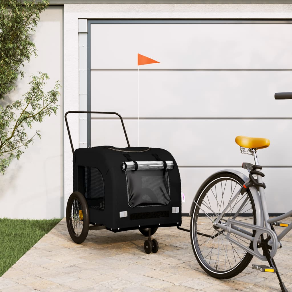 vidaXL Pet Bike Trailer Black Oxford Fabric and Iron