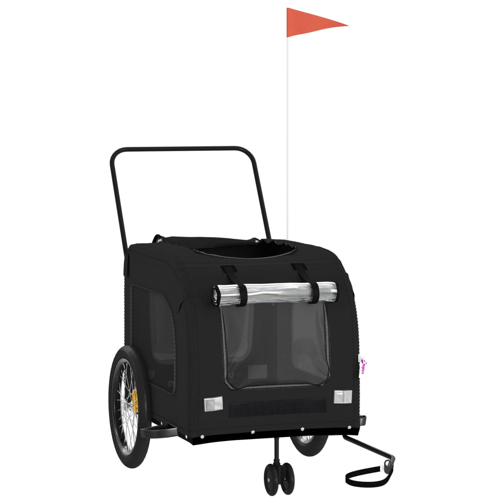 vidaXL Pet Bike Trailer Black Oxford Fabric and Iron