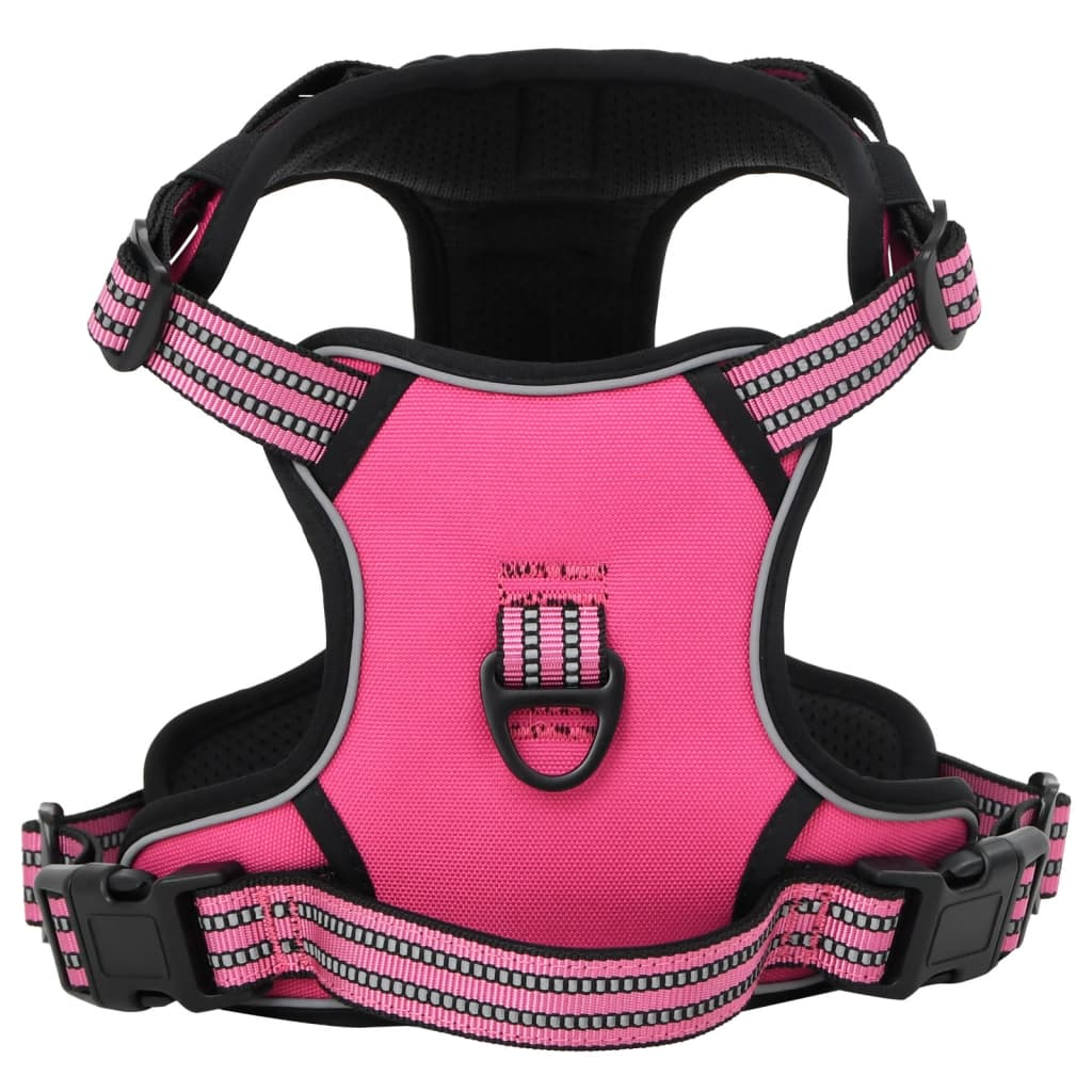 vidaXL Dog Harness with Lead & Collar Adjustable Pink M