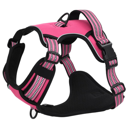 vidaXL Dog Harness with Lead & Collar Adjustable Pink M