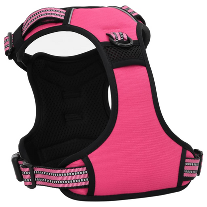 vidaXL Dog Harness with Lead & Collar Adjustable Pink M