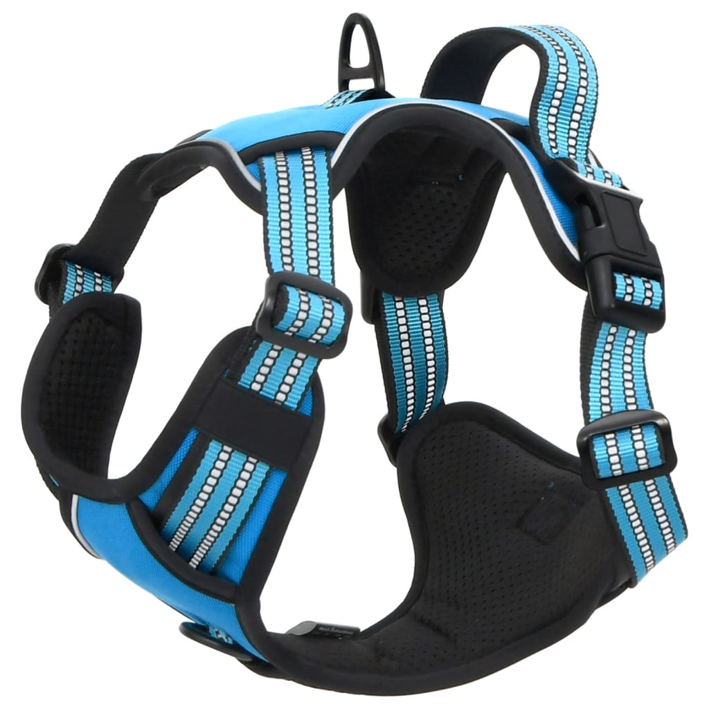 vidaXL Dog Harness with Reflective Stripes Adjustable Blue XL