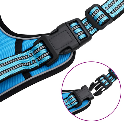 vidaXL Dog Harness with Reflective Stripes Adjustable Blue XL