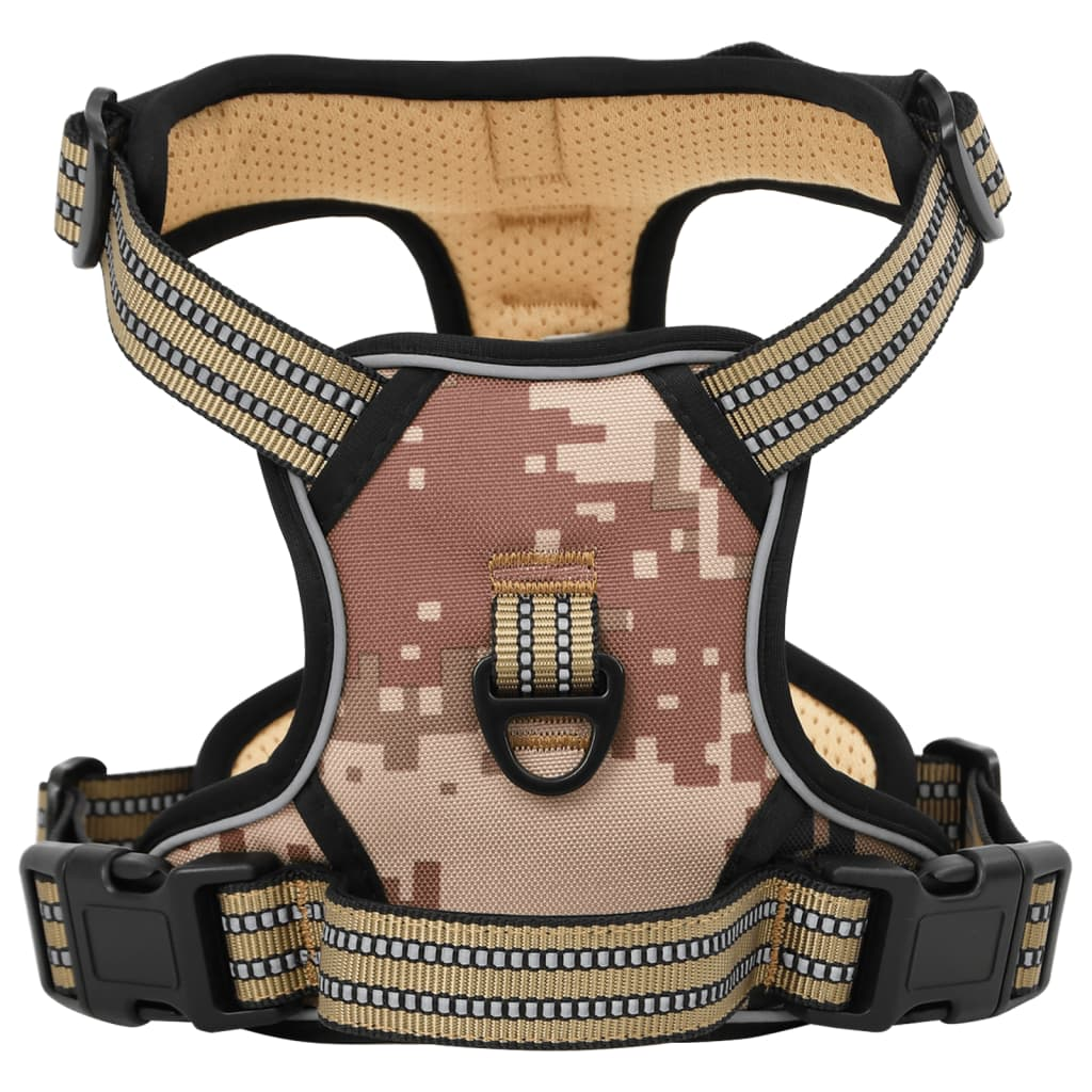 vidaXL Dog Harness with Reflective Stripes Adjustable Camouflage Brown L