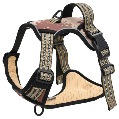 vidaXL Dog Harness with Reflective Stripes Adjustable Camouflage Brown L