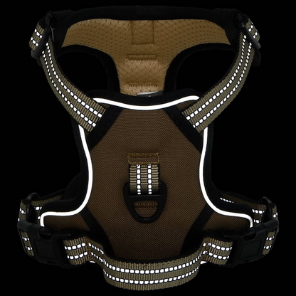 vidaXL Dog Harness with Reflective Stripes Adjustable Brown L