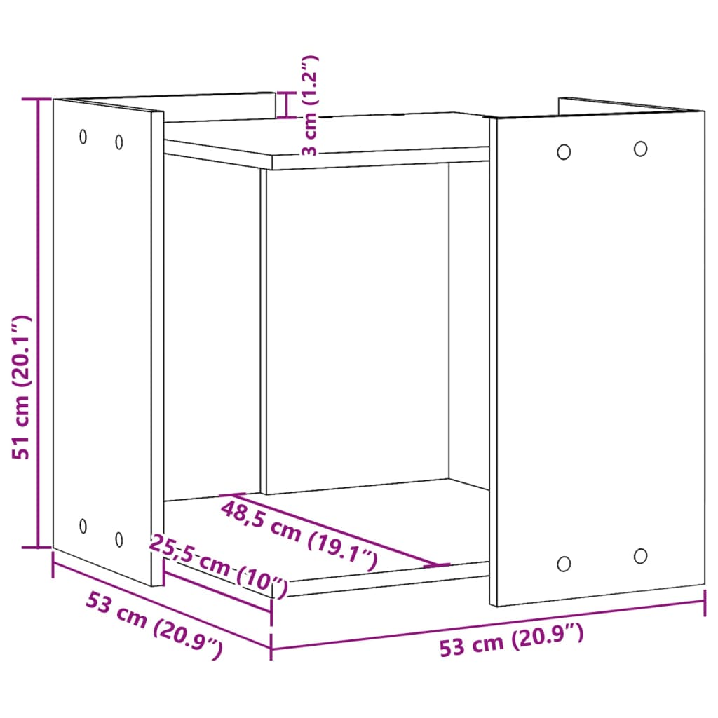 vidaXL Cat Litter Box Enclosure Black 53x53x51 cm Engineered Wood