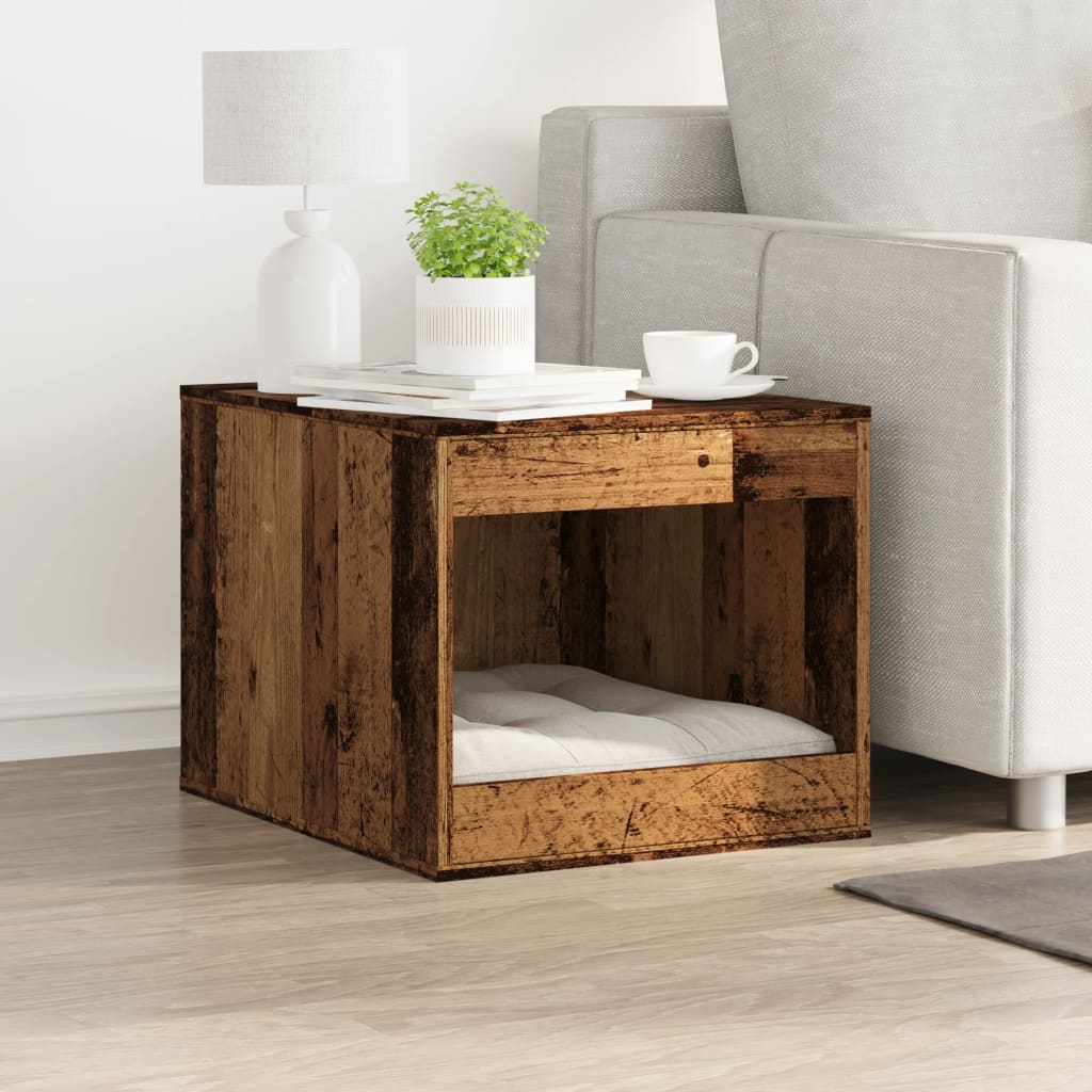 vidaXL Cat Litter Box Enclosure Old Wood 47x59x42 cm Engineered Wood