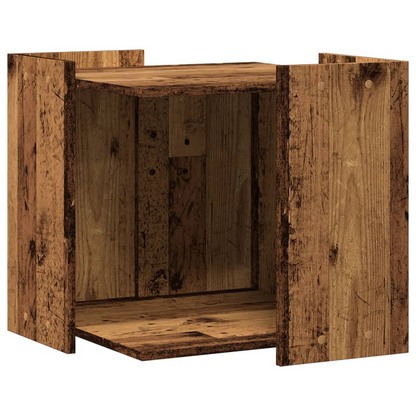 vidaXL Cat Litter Box Enclosure Old Wood 53x53x51 cm Engineered Wood