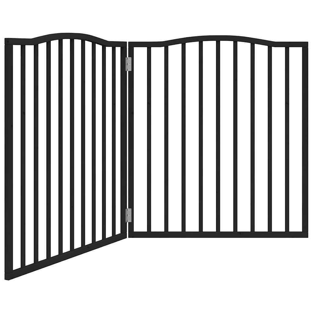 vidaXL Dog Gate Foldable 2 Panels Black 160 cm Poplar Wood