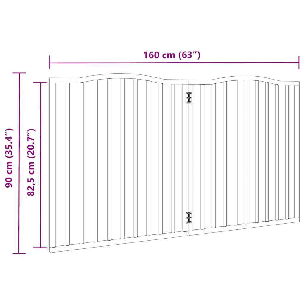 vidaXL Dog Gate Foldable 2 Panels Black 160 cm Poplar Wood