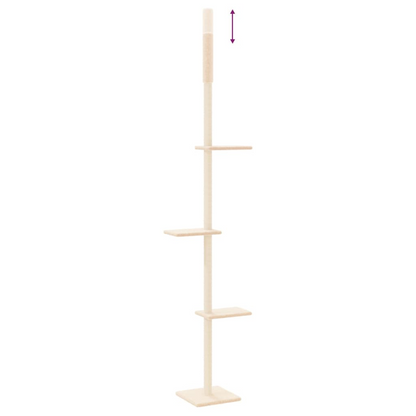 vidaXL Floor to Ceiling Cat Tree Cream 267.5-297.5 cm