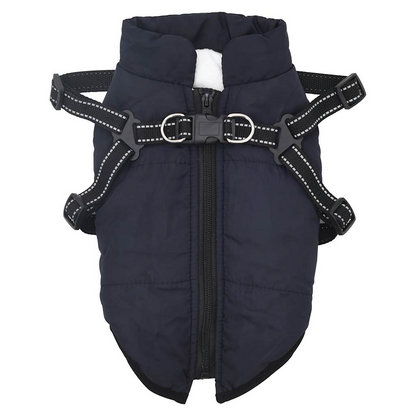 vidaXL Dog Coat with Harness Waterproof Reflective Navy Blue XL