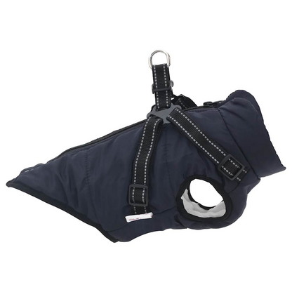 vidaXL Dog Coat with Harness Waterproof Reflective Navy Blue XL