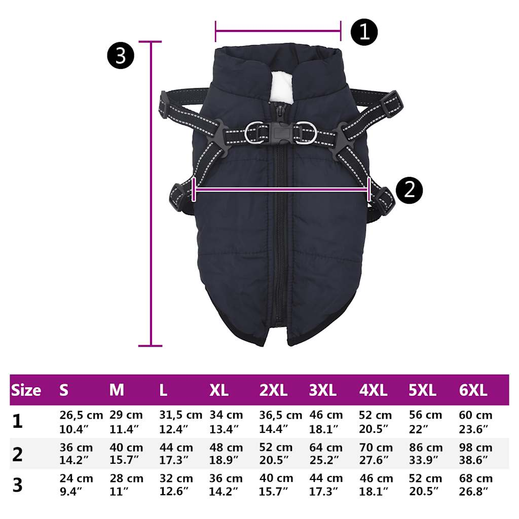 vidaXL Dog Coat with Harness Waterproof Reflective Navy Blue XL