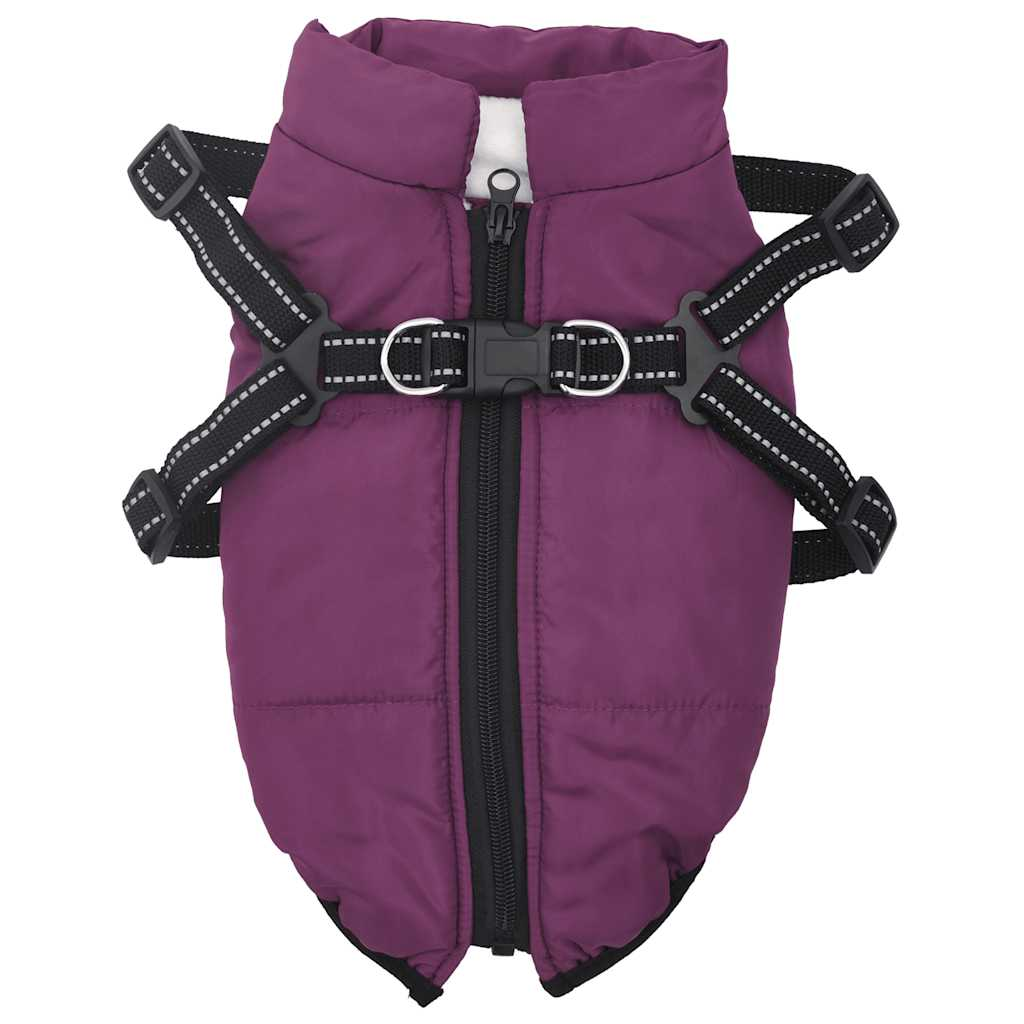 vidaXL Dog Coat with Harness Waterproof Reflective Purple 2XL