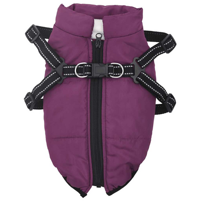 vidaXL Dog Coat with Harness Waterproof Reflective Purple 2XL