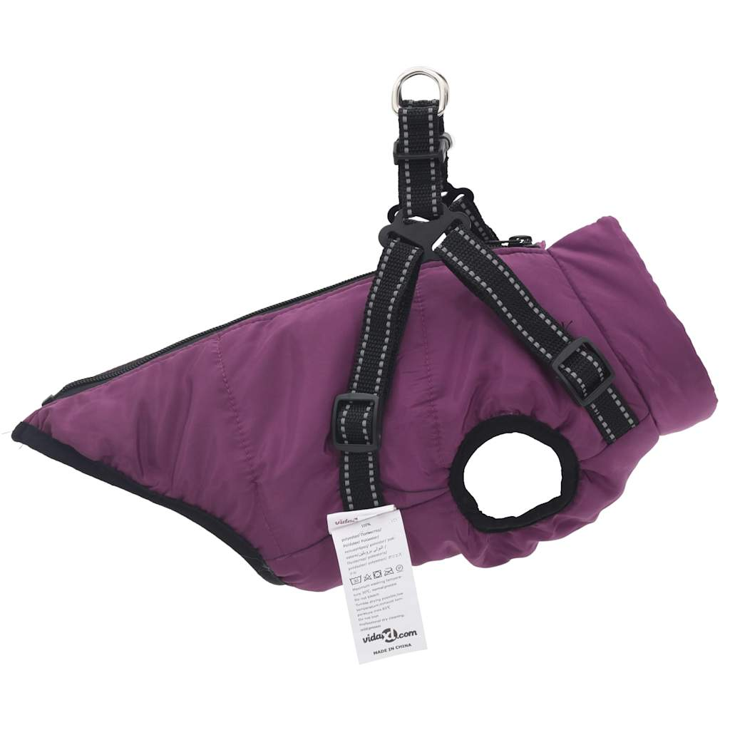 vidaXL Dog Coat with Harness Waterproof Reflective Purple 2XL