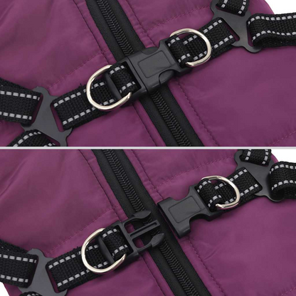 vidaXL Dog Coat with Harness Waterproof Reflective Purple 2XL