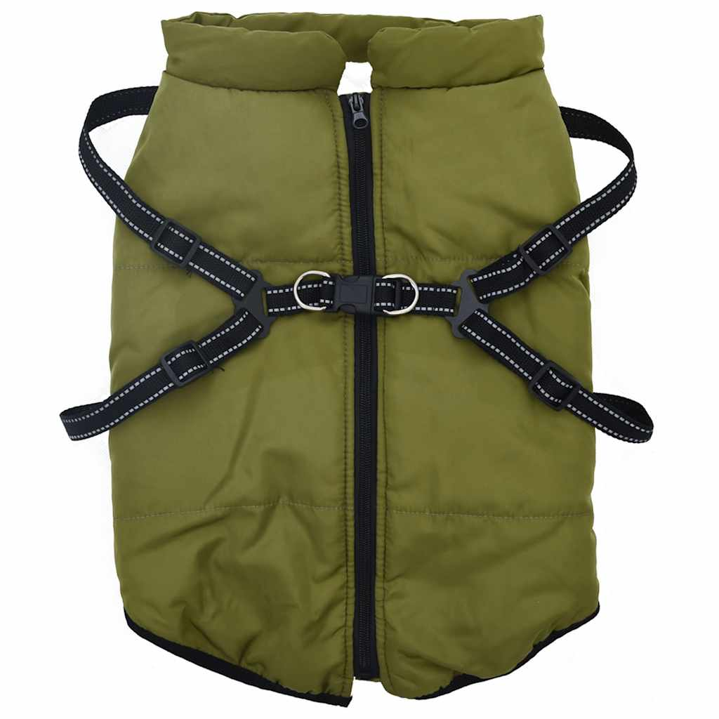 vidaXL Dog Coat with Harness Waterproof Reflective Army Green 5XL