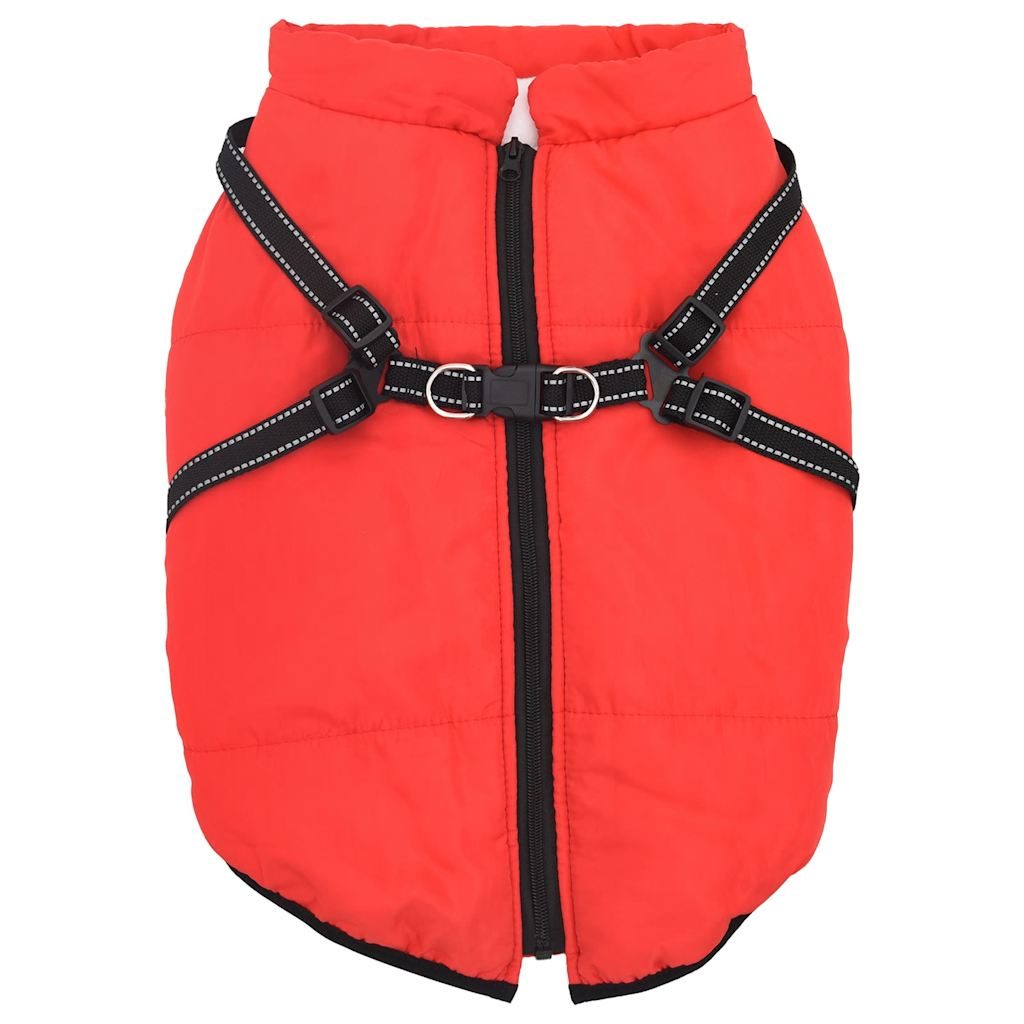 vidaXL Dog Coat with Harness Waterproof Reflective Red 6XL