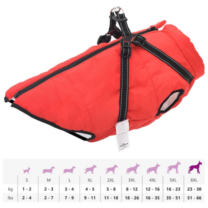 vidaXL Dog Coat with Harness Waterproof Reflective Red 6XL