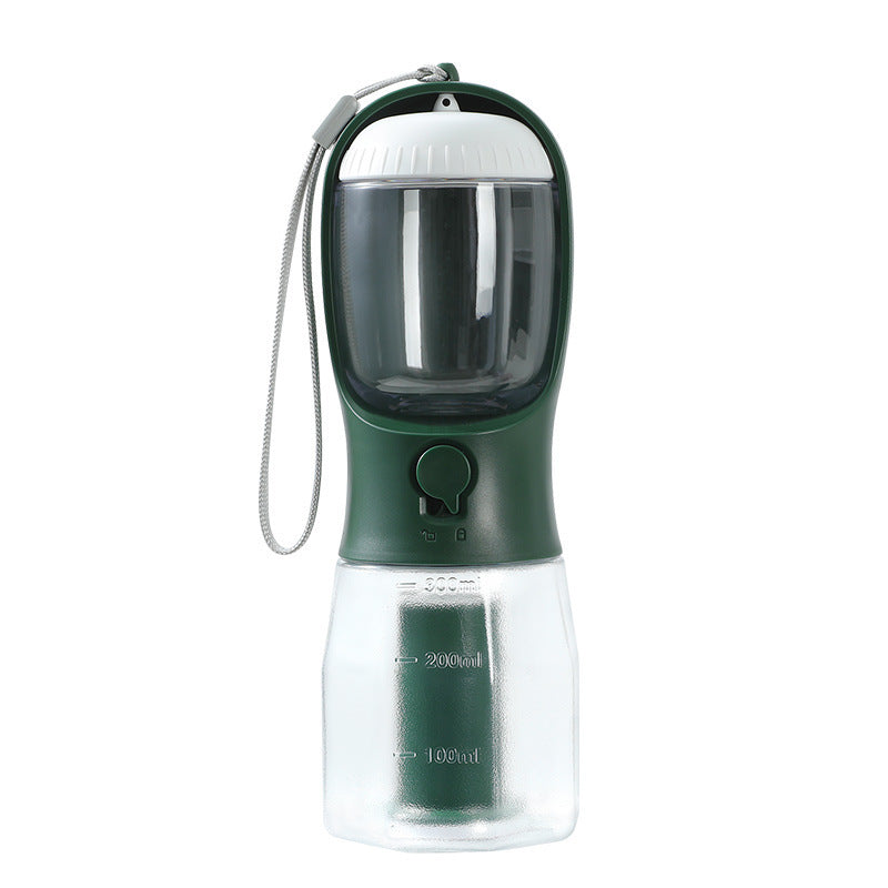 3-in-1 Portable Pet Water Bottle – Water, Food & Waste Bag Dispenser